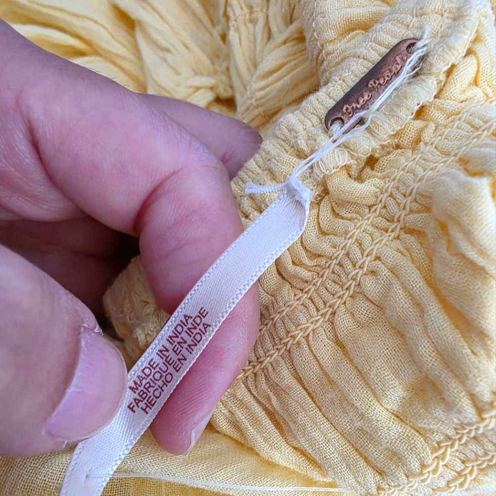 Free People Feeling Bonita Cotton Midi Dress Yellow Size XS NWT - Picture 11 of 11